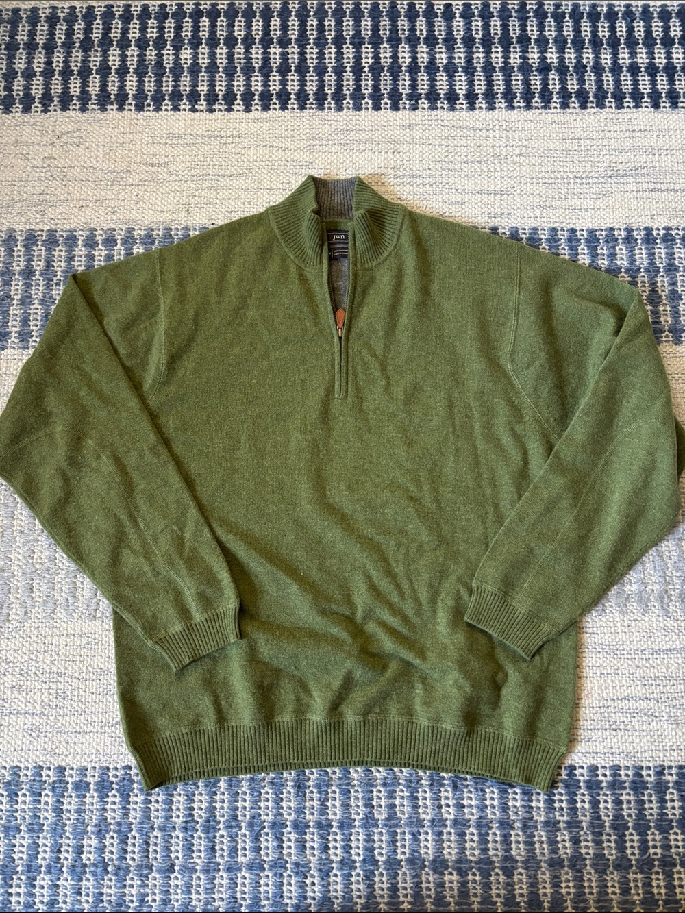 Men's cashmere Green quarter-Zip Sweater